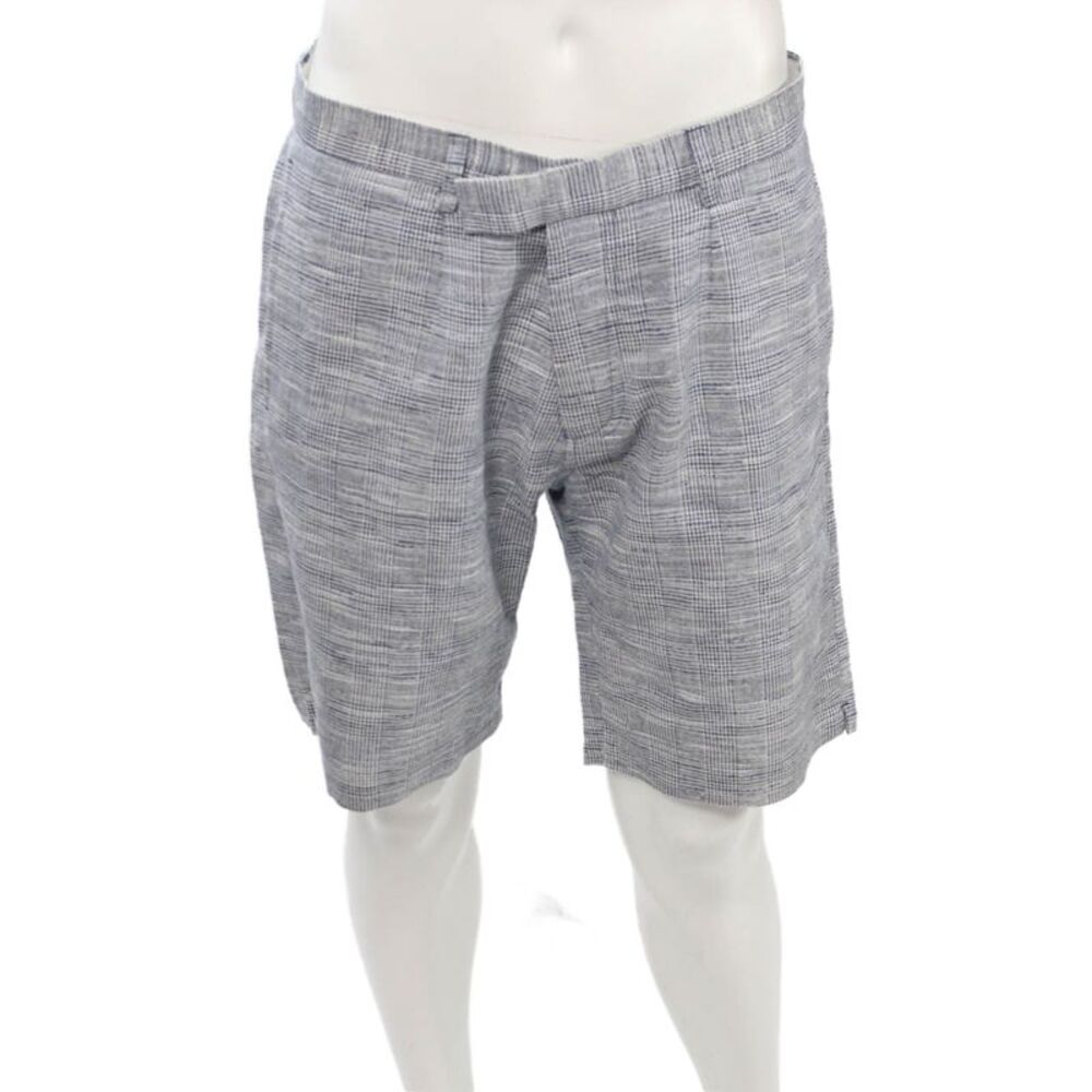 Reiss Mens Chino Shorts Gray Check Cotton Blend Size 34